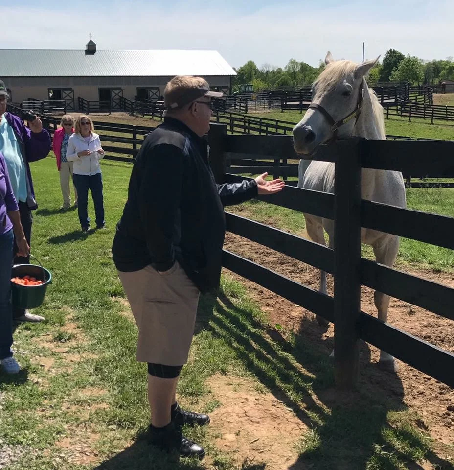 Frank with Silver Charm at Old Friends.